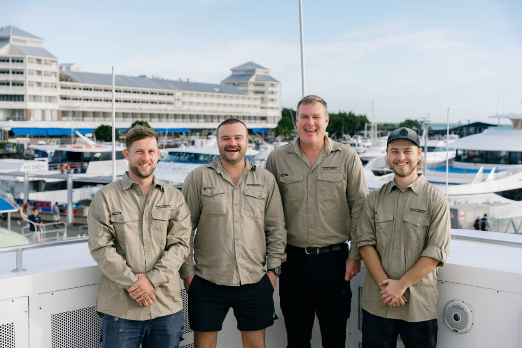 The Industry Refrigeration marine team at the Cairns marina